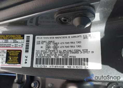 2022 Toyota Tacoma Sr из США, поврежденный, VIN 3TYAX5GN8NT035294